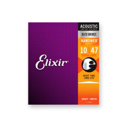 Elixir 11002 80/20 Bronze Nanoweb Coating Acoustic Guitar String 10-47