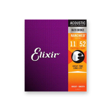 Elixir 11027 80/20 Bronze Nanoweb Coating Acoustic Guitar String 11-52